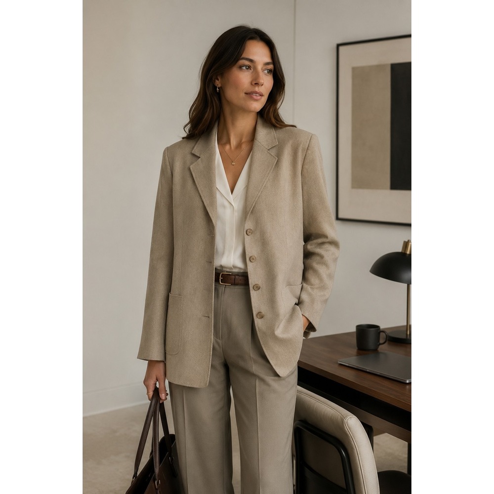 TALBOTS Made In Italy 100% Camel Hair Blazer Jacket Sz 12W Beige Tan 4 Button